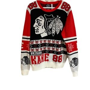 Chicago Blackhawks NNL Patrick‎ Kane Big Logo Ugly Christmas Sweater Large